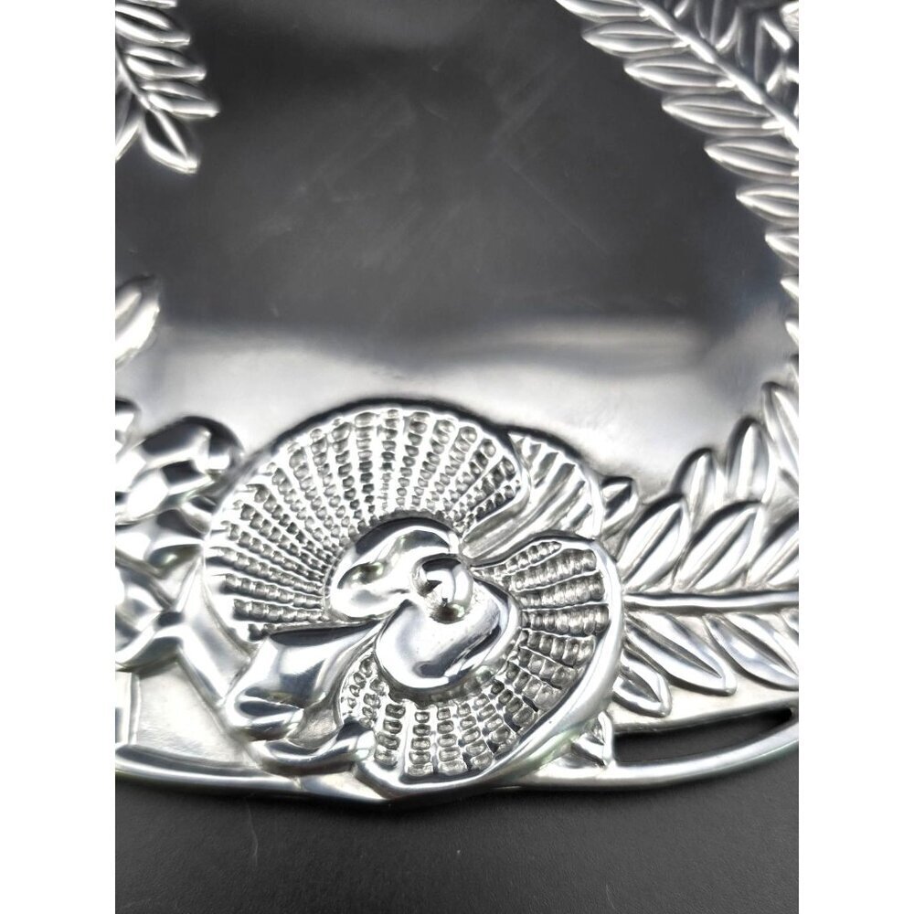 Fitz And Floyd Silver-Plated Floral Serving Tray With Engraved Orchid Design - Picture 5 of 8